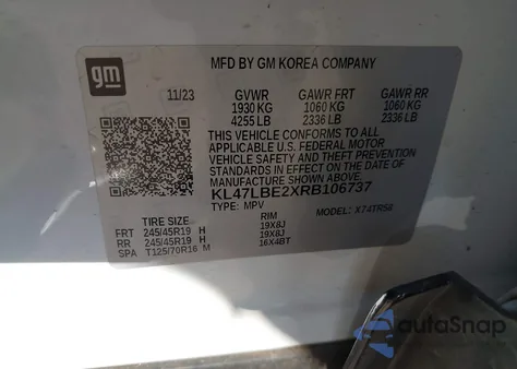 2024 Buick Envista Sport Touring Fwd z USA, uszkodzony, nr VIN KL47LBE2XRB106737